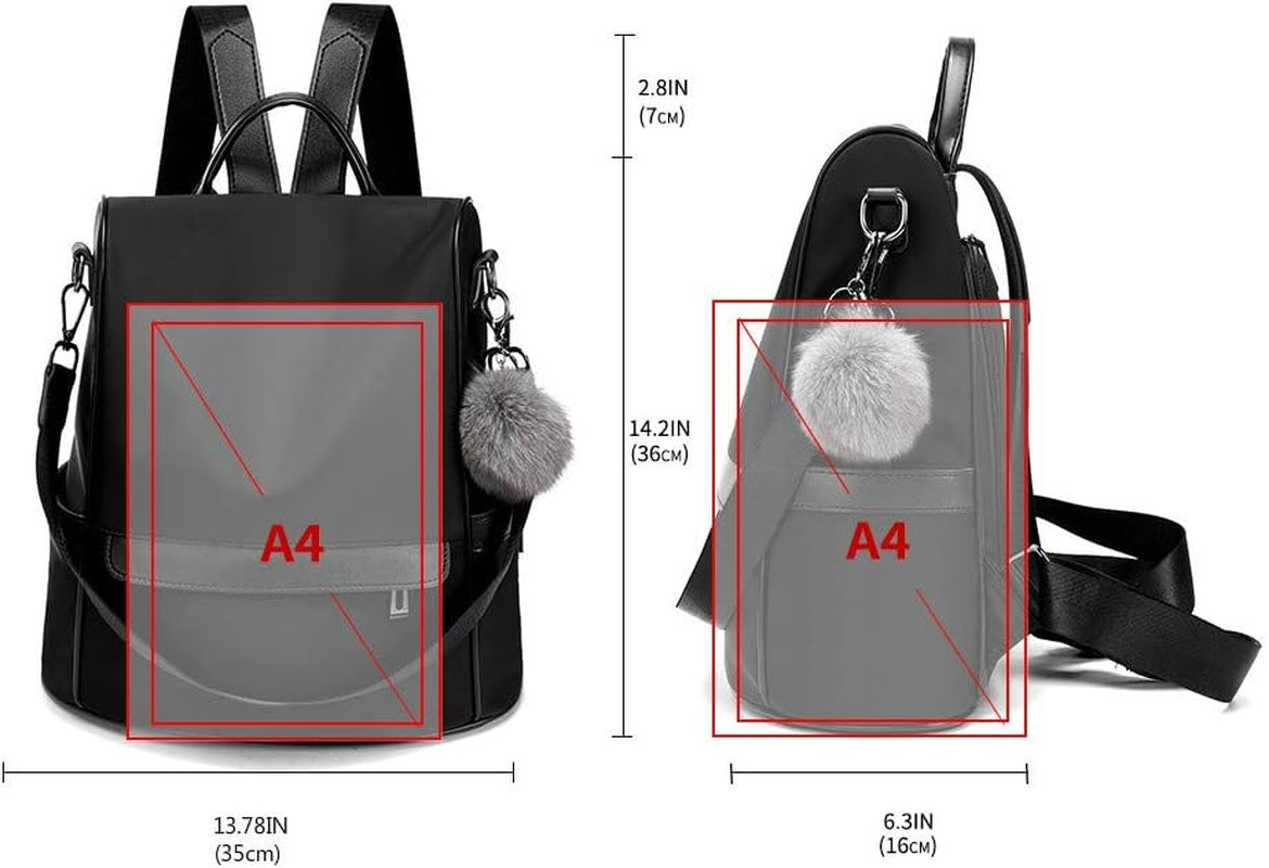 Women Backpack Purse Nylon Anti-Theft Fashion Casual Lightweight Travel Shoulder Bag