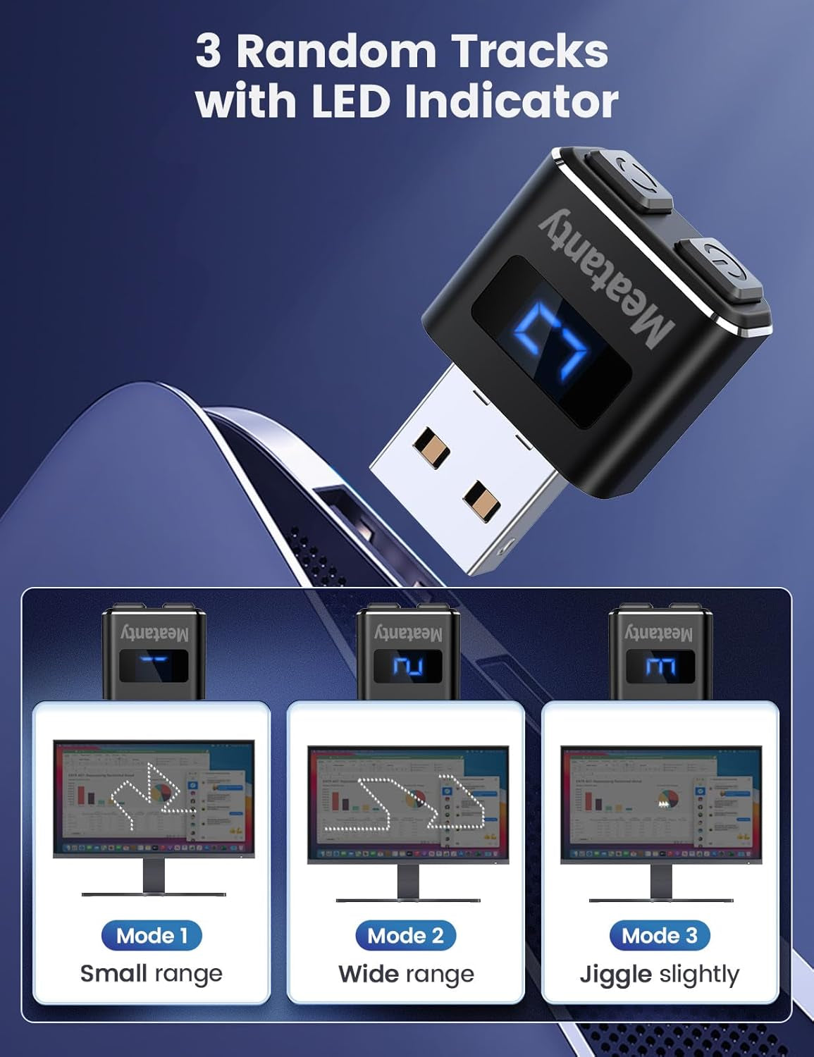 Metal Tiny Mouse Jiggler, USB Mouse Mover Undetectable, Automatic Shaker with Separate Mode and On/Off Buttons, Mouse Moving Device LED Screen, Wiggler Giggler Keep Computer/Pc/Laptop Awake