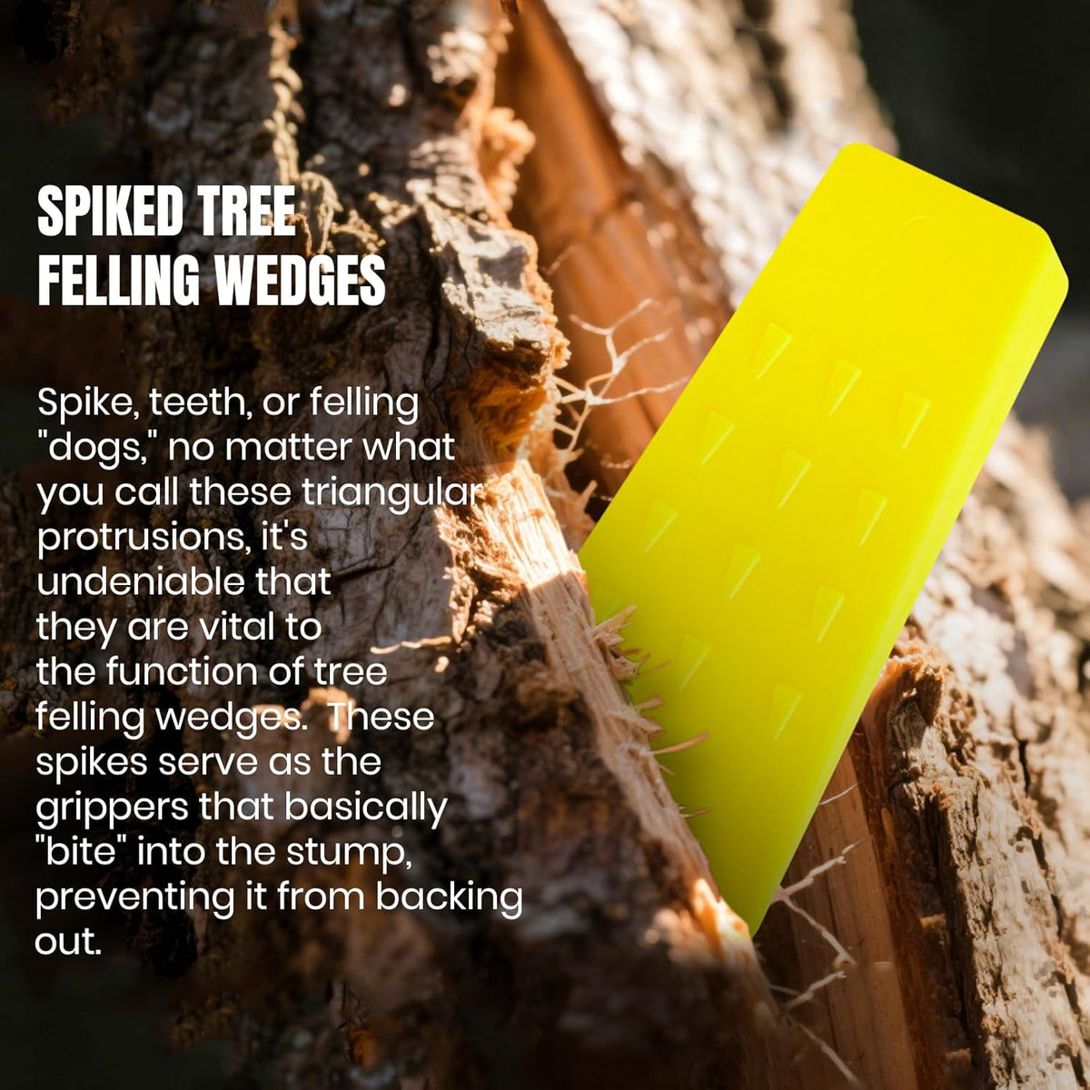 6 Pack Tree Felling Wedges with Spikes for Safe Tree Cutting – 3 Each of 8” and 5.5” Wedges with Storage Bag; 6 Felling Dogs to Guide Trees Stabilize and Safely to Ground for Loggers and Fallers