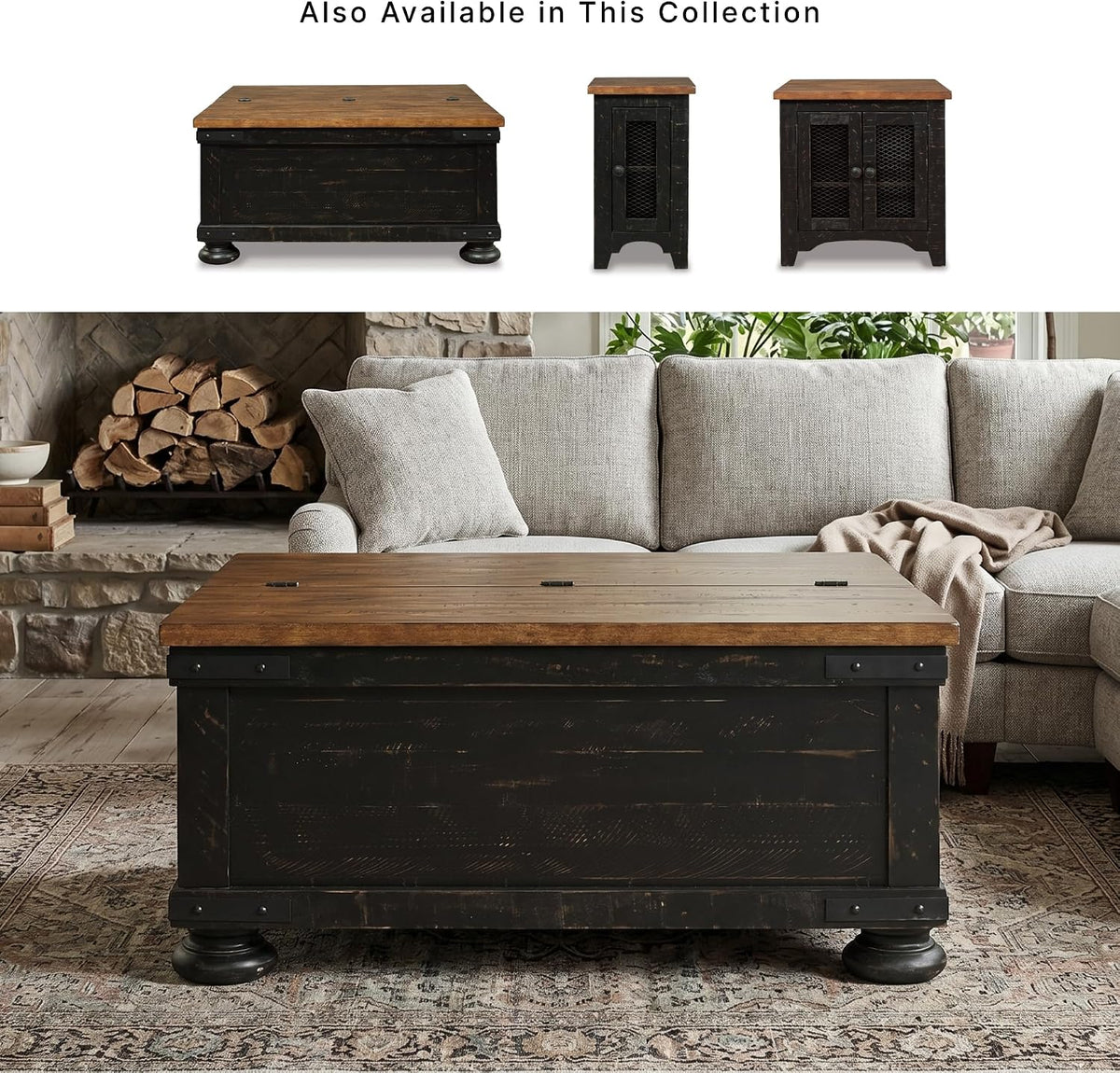 Signature Design by Ashley Lift Top Coffee Table with Storage, Farmhouse