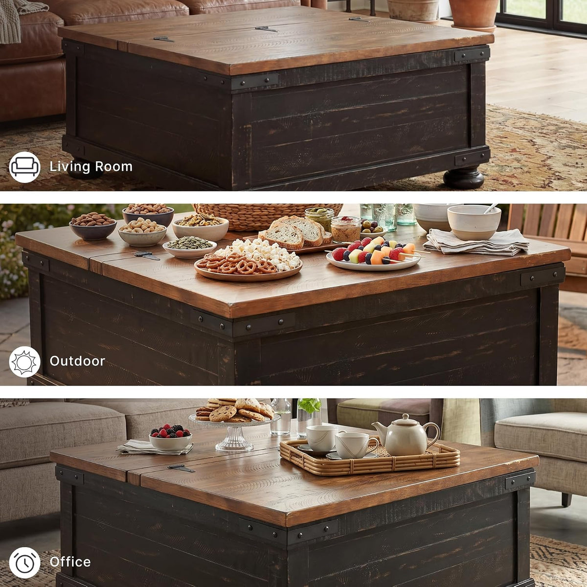 Signature Design by Ashley Lift Top Coffee Table with Storage, Farmhouse