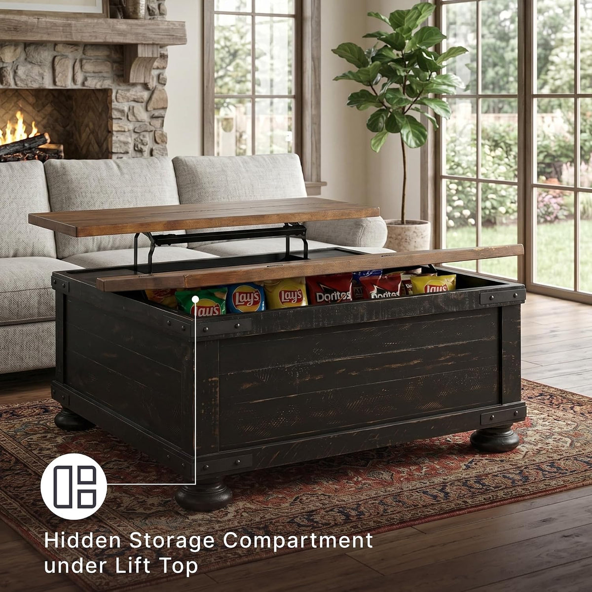 Signature Design by Ashley Lift Top Coffee Table with Storage, Farmhouse