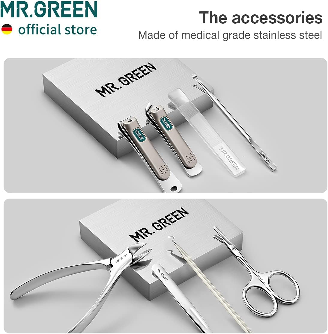 Manicure Sets Pedicure Kits Stainless Steel Nail Clipper Personal Care Tools with PU Leather Case (Gray)