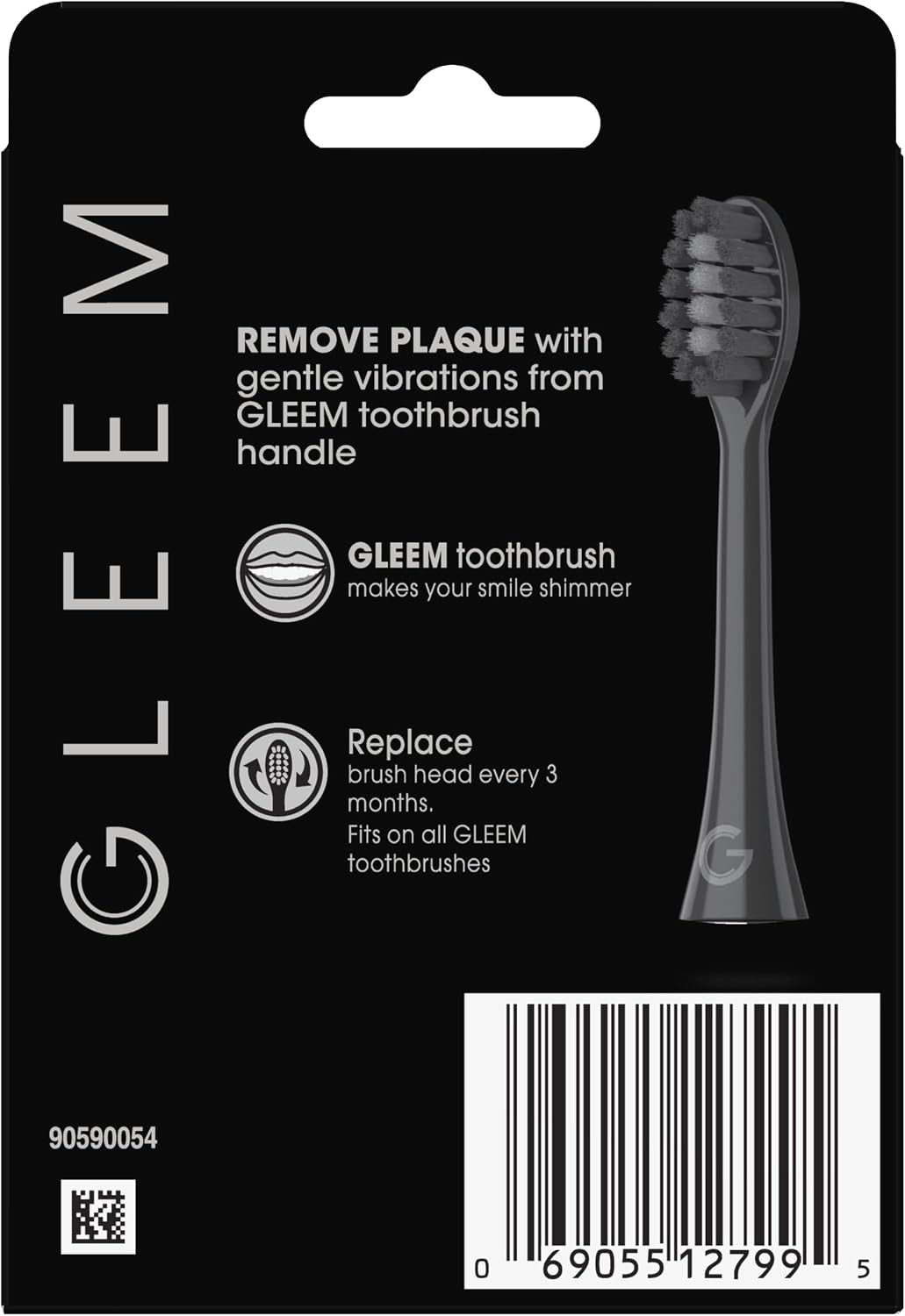 Toothbrush Replacement Brush Heads Refill, Black, 2 Count