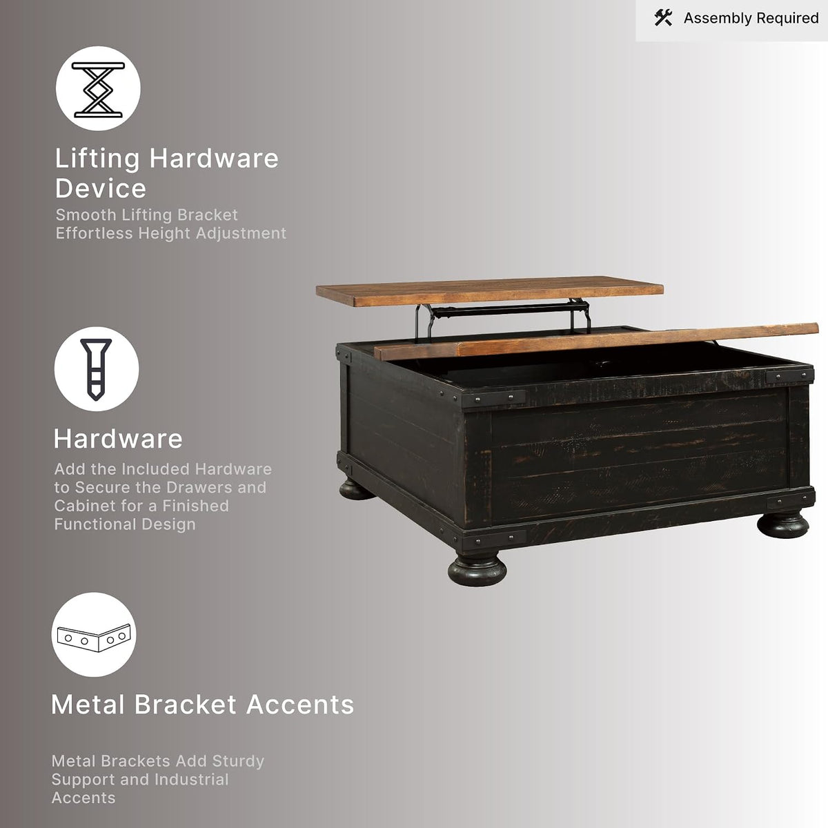 Signature Design by Ashley Lift Top Coffee Table with Storage, Farmhouse