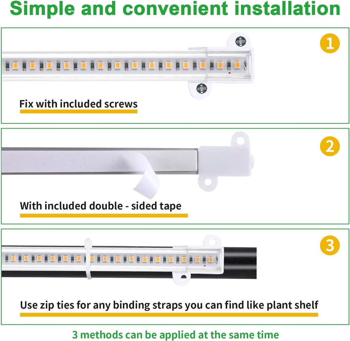 3 Head 7.8 Inches LED Grow Light Strips, Grow Lamps for Indoor Plants Full Spectrum 3000K, 72 Leds Plant Light Strips with 3/9/12H Timer, 10 Dimmable Levels for Seedling Succulent
