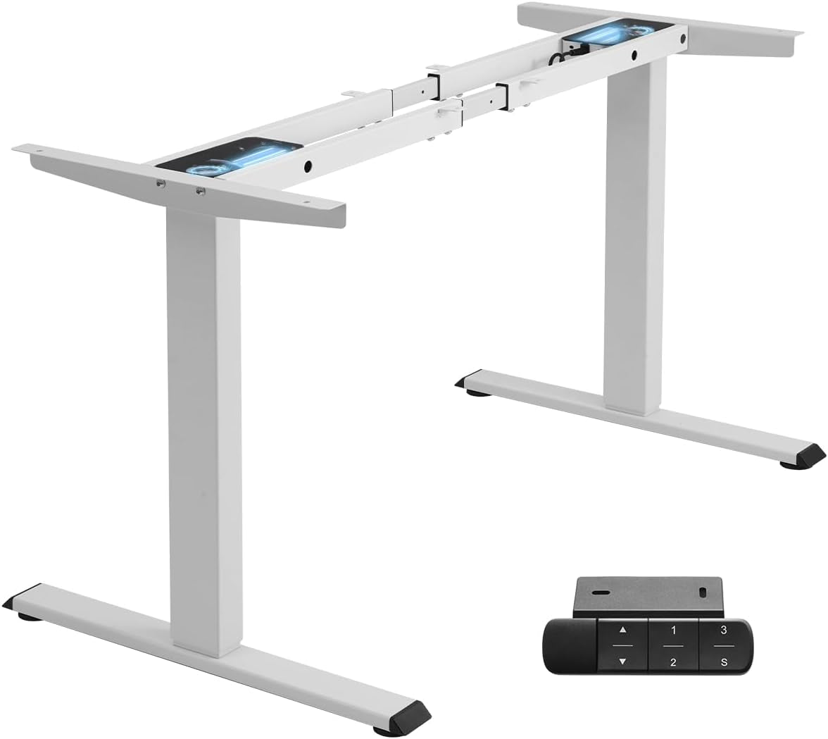 Dual Motor Electric Standing Desk Frame, Height Adjustable Sit Stand Base for Home Office, Fits Table Tops up to 70.8 X 31.5 Inch, 225 Lb Capacity (White, without Stand)