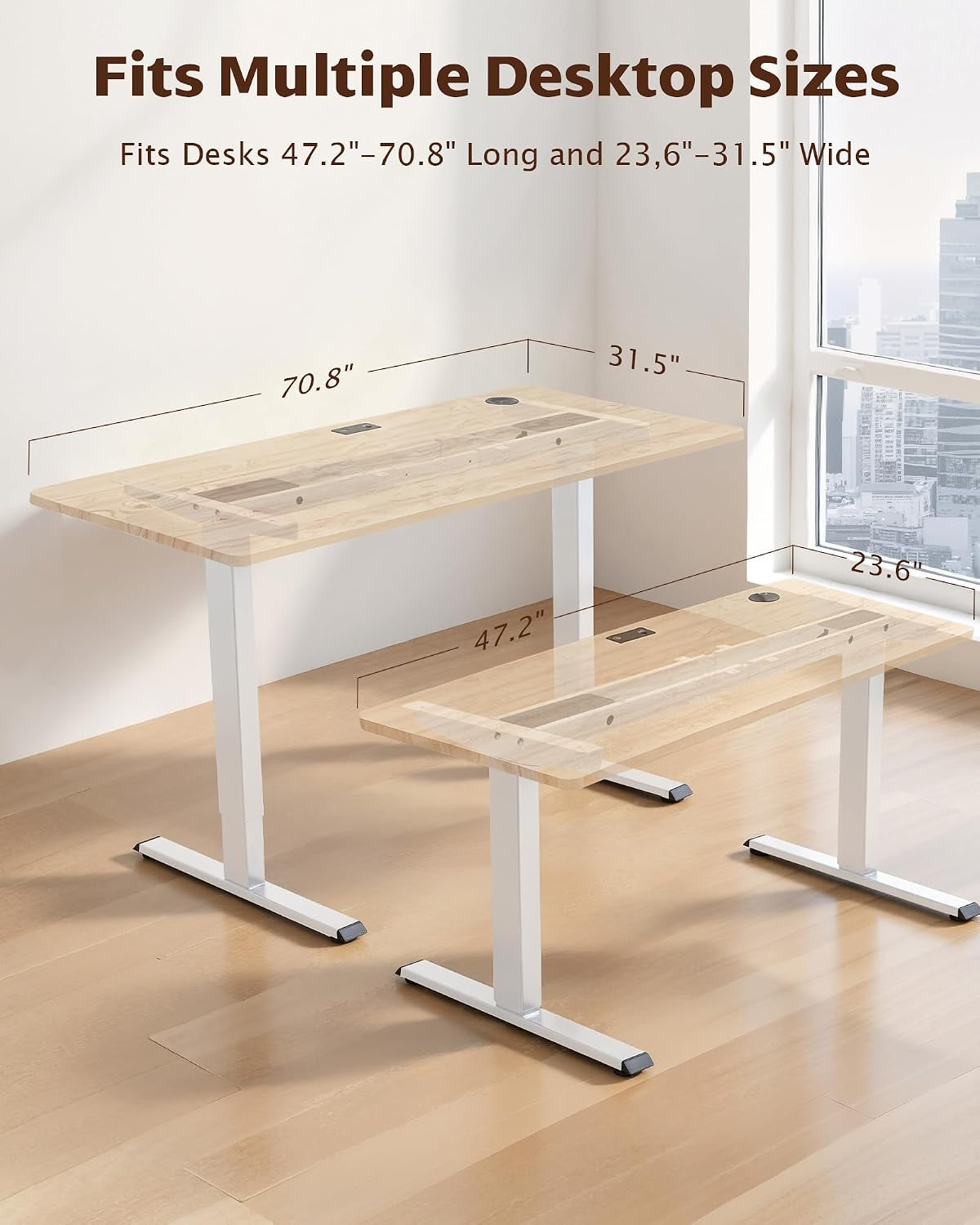 Dual Motor Electric Standing Desk Frame, Height Adjustable Sit Stand Base for Home Office, Fits Table Tops up to 70.8 X 31.5 Inch, 225 Lb Capacity (White, without Stand)