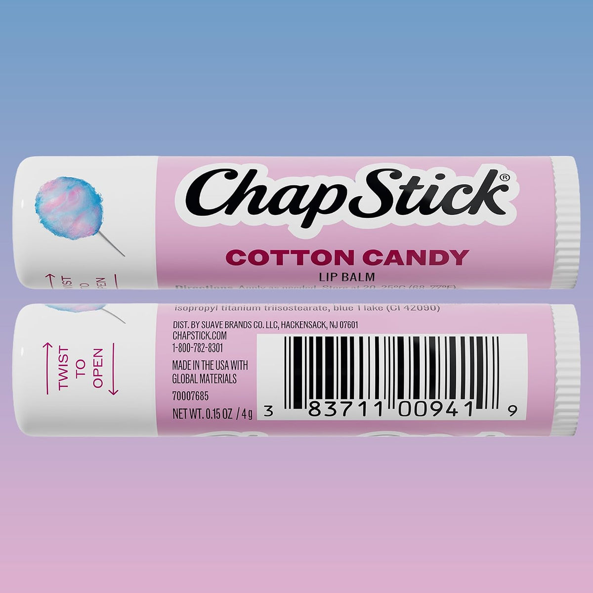 Lip Balm, Hydrating Cotton Candy 2-Pack, 0.15 Oz Ea