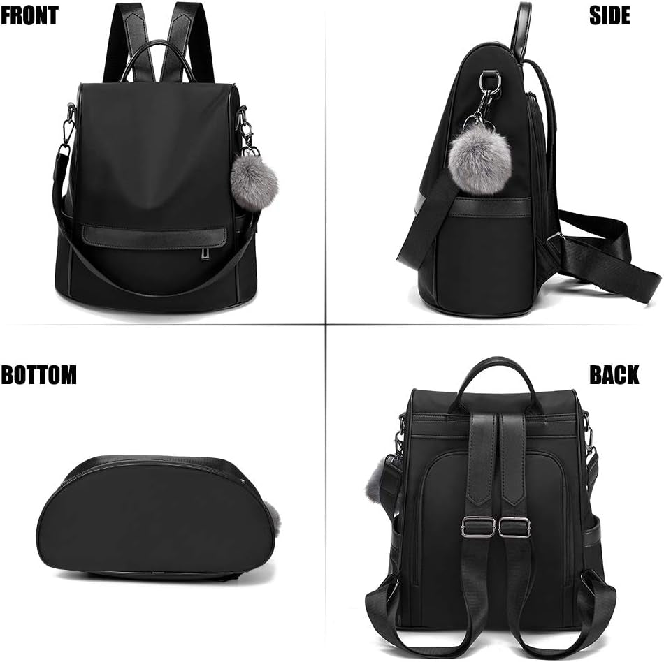 Women Backpack Purse Nylon Anti-Theft Fashion Casual Lightweight Travel Shoulder Bag