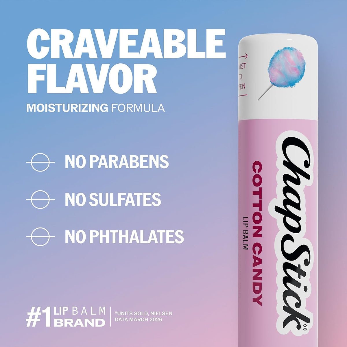 Lip Balm, Hydrating Cotton Candy 2-Pack, 0.15 Oz Ea