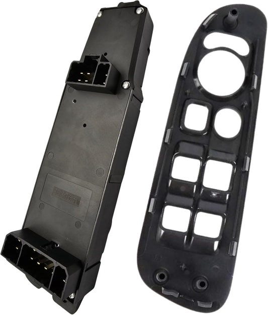 Window Master Switch and Gray Bezel Set for 2002-2008 Dodge Ram 1500 2500 3500 (Quad Cab, Crew, Medium Slate Gray, 68171680AA, 56049805AB, 56049805AA, 56045334AE)