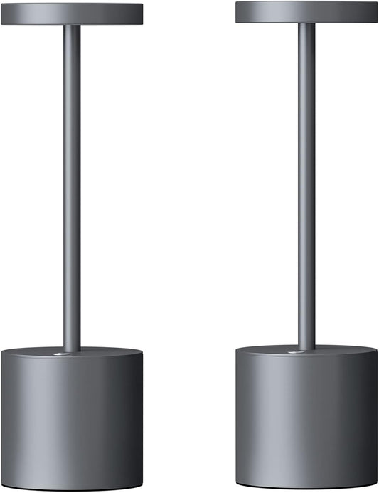2 Pack Cordless Table Lamp Rechargeable,5000Mah Battery Operated Portable LED Table Light,Dimming Desk Lamp for Patio/Restaurant/Outdoor (Grey)