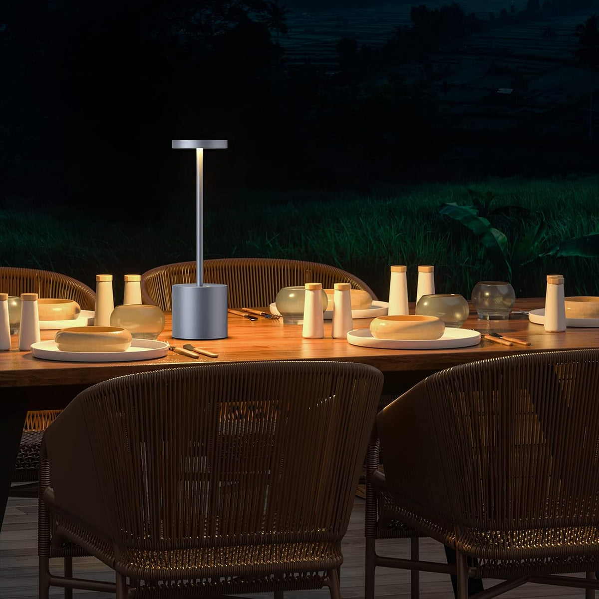 2 Pack Cordless Table Lamp Rechargeable,5000Mah Battery Operated Portable LED Table Light,Dimming Desk Lamp for Patio/Restaurant/Outdoor (Grey)