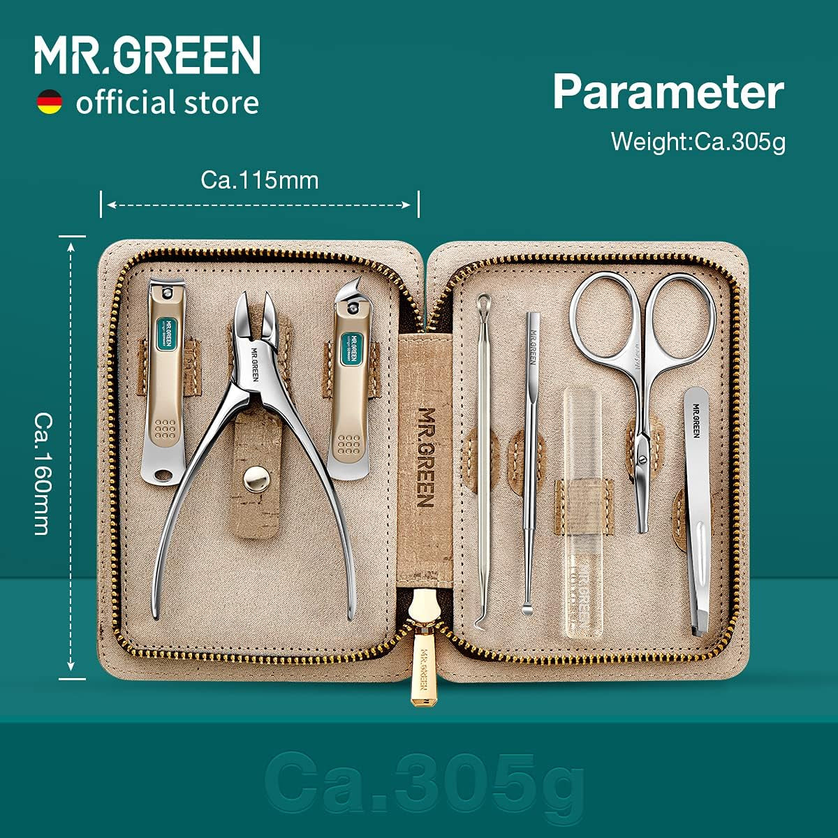 Manicure Sets Pedicure Kits Stainless Steel Nail Clipper Personal Care Tools with PU Leather Case (Gray)